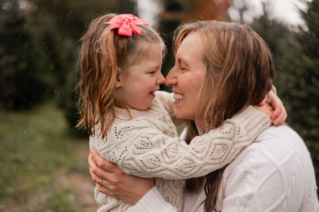 Mother and daughter hug during family photography session in Snohomish with Casey Louise